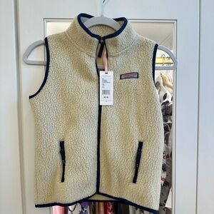 Vineyard Vines NWT size 7/8 small ivory &navy Sherpa harbor girls vest